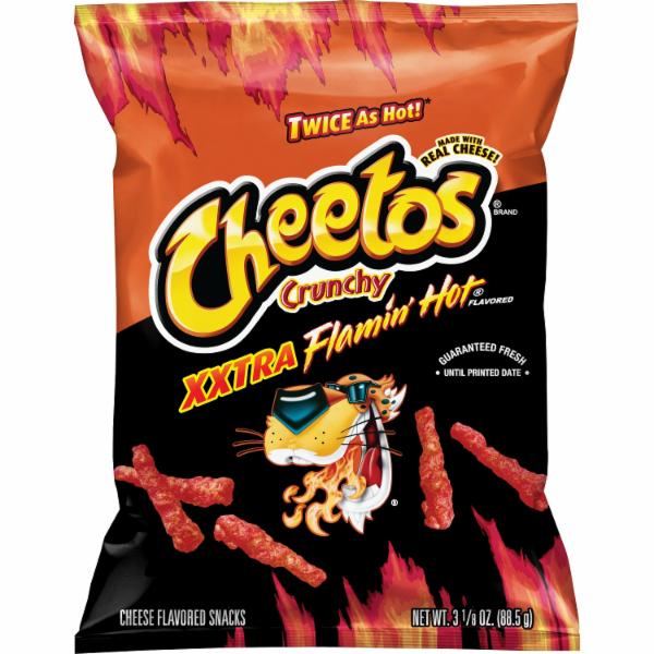 Cheetos, Crunchy, Xxtra Flamin' Hot Flavored, Cheese Flavored Snacks