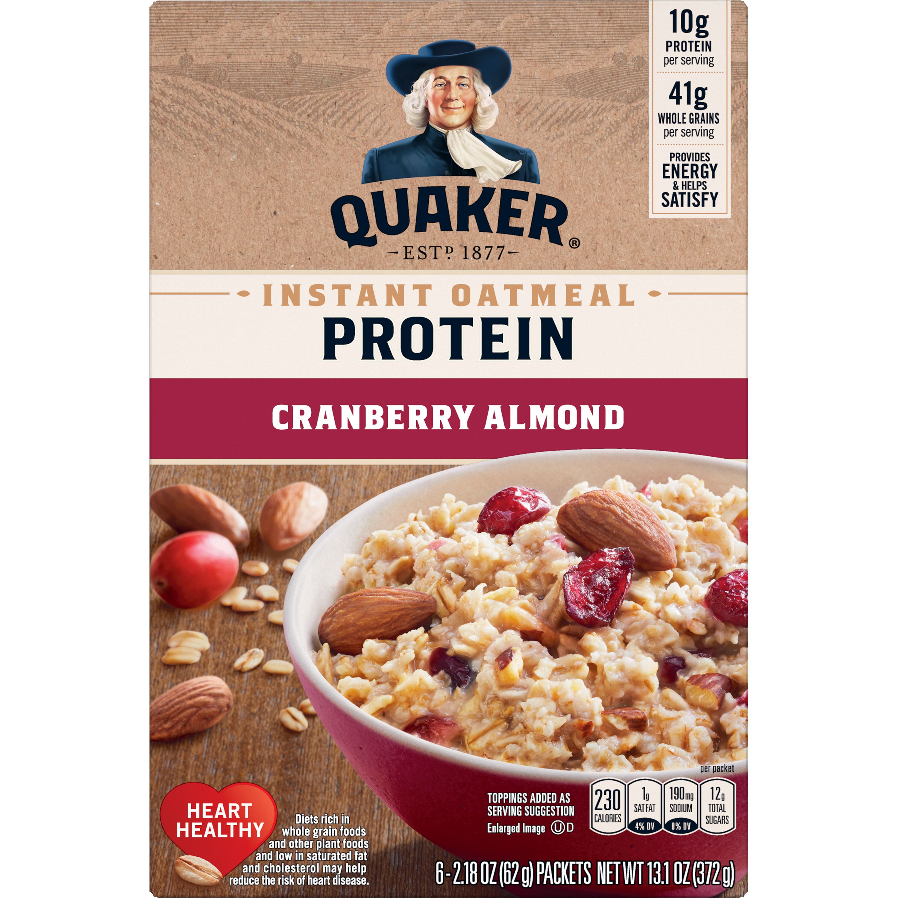 Quaker, Protein, Cranberry Almond, Instant Oatmeal - SmartLabel™