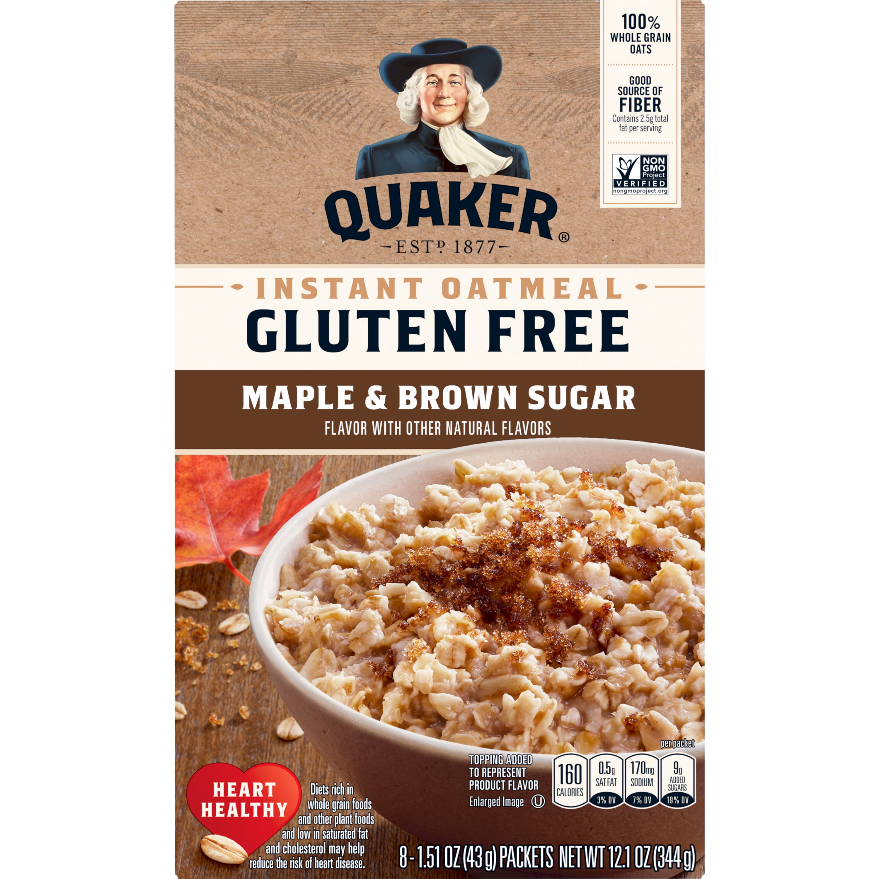 Quaker, Maple & Brown Sugar Flavor, Gluten Free Instant Oatmeal ...