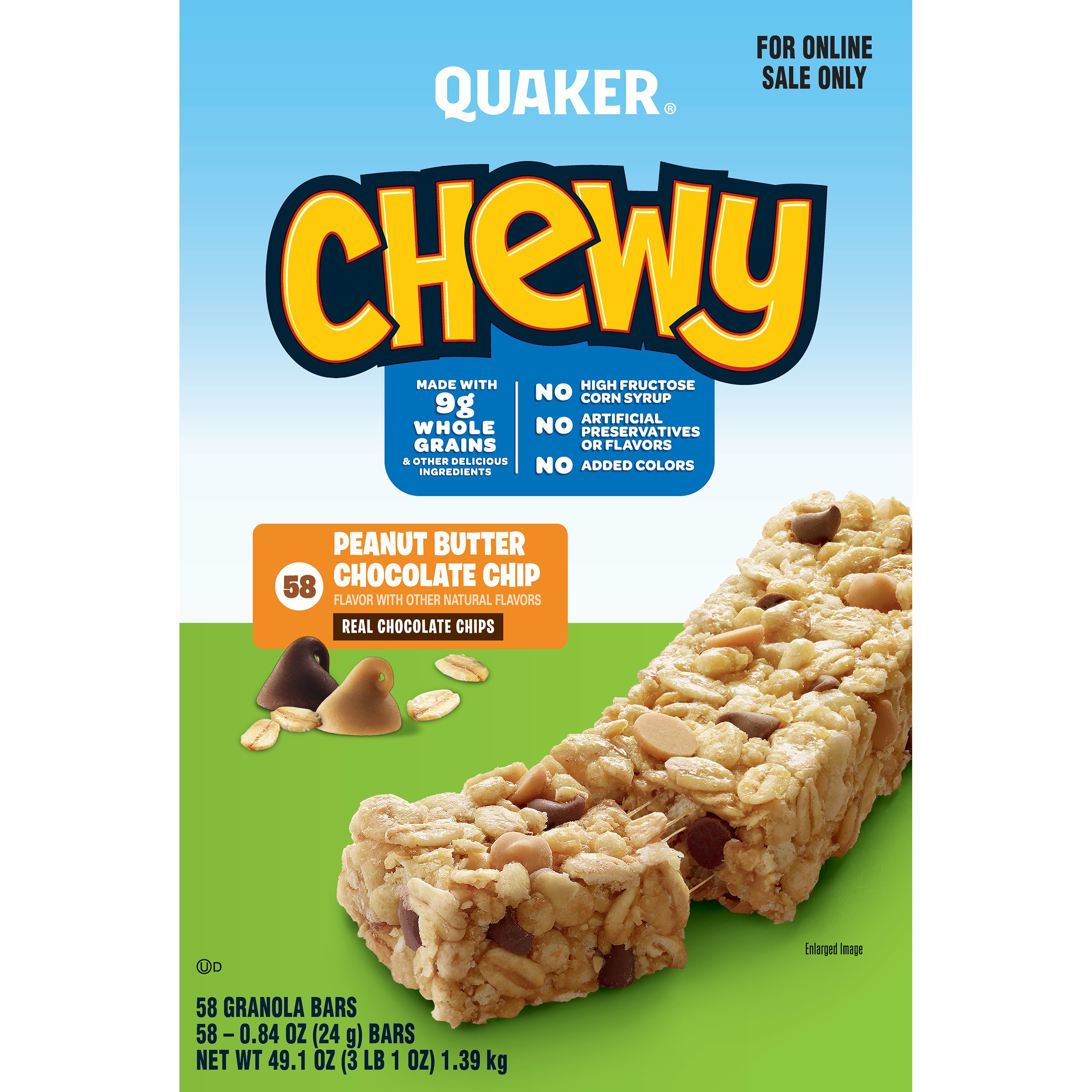 Quaker, Chewy, Peanut Butter Chocolate Chip Flavor, Granola Bars ...