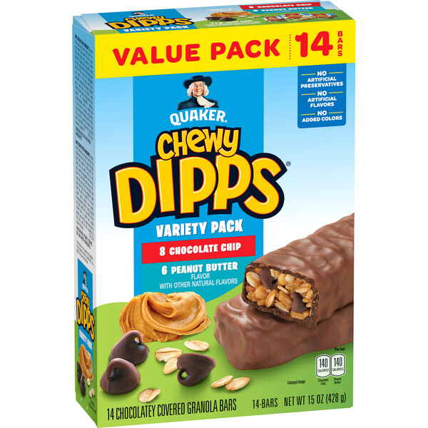 Quaker, Chewy Dipps, Variety Pack, Chocolatey Covered Granola Bars ...