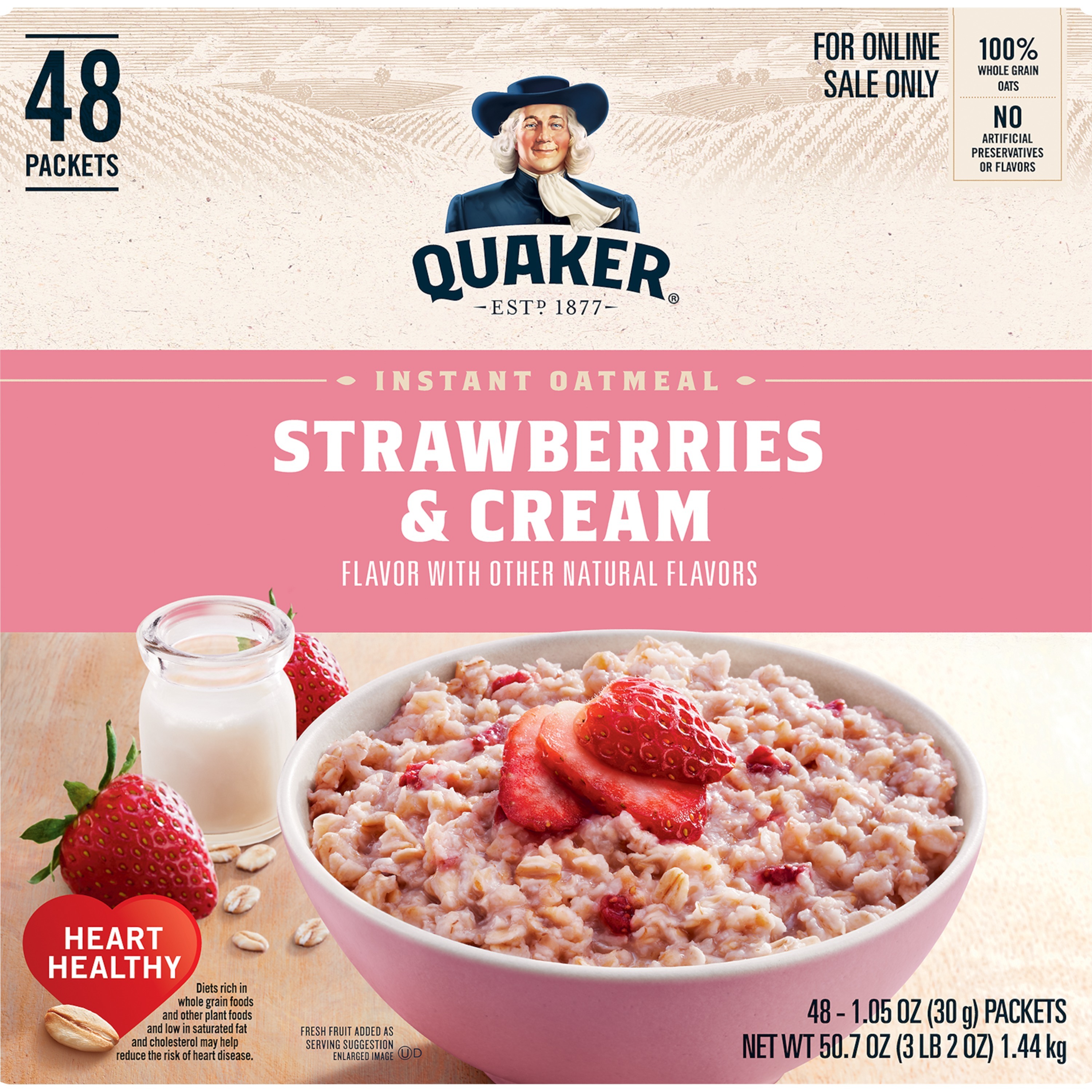 Quaker, Strawberries & Cream Flavor, Instant Oatmeal - SmartLabel™