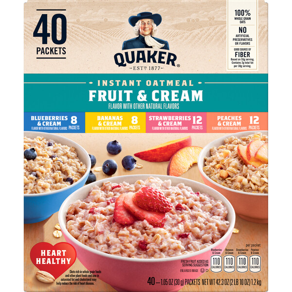 Quaker, Fruit & Cream Instant Oatmeal Flavor Variety - SmartLabel™