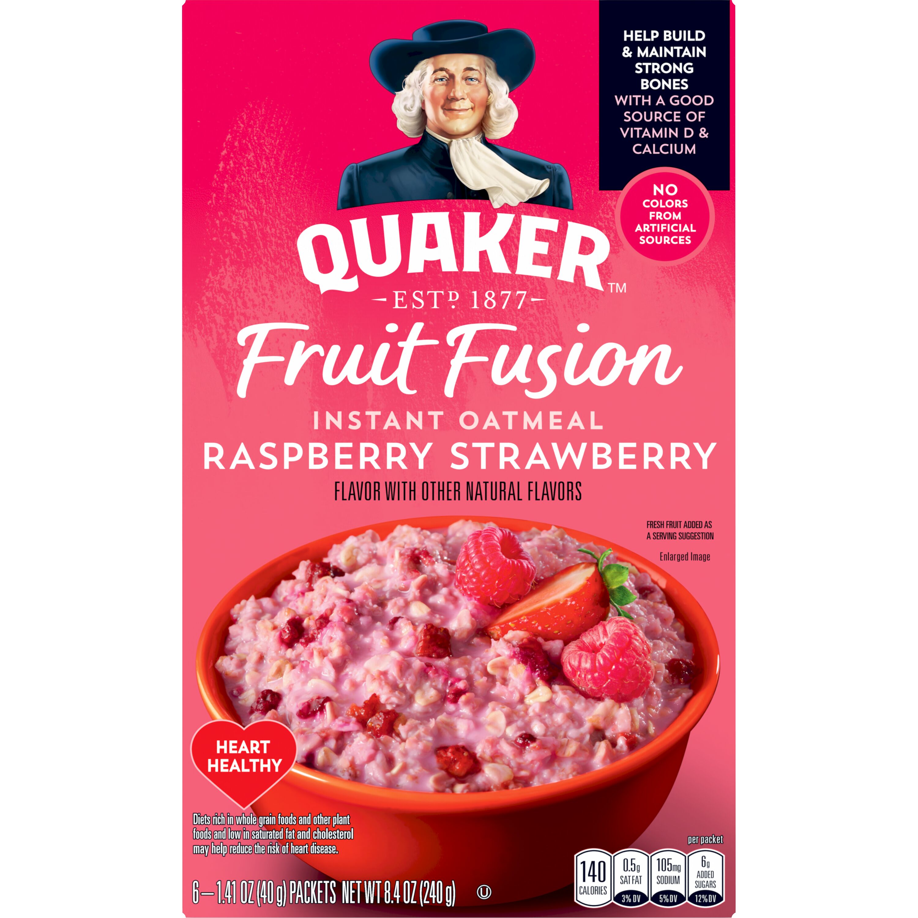 Quaker, Fruit Fusion, Raspberry Strawberry Flavor, Instant Oatmeal ...