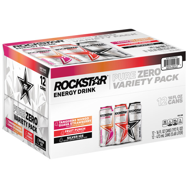 Rockstar Pure Zero Sugar Free Energy Drink Variety (16 fl. oz., 24